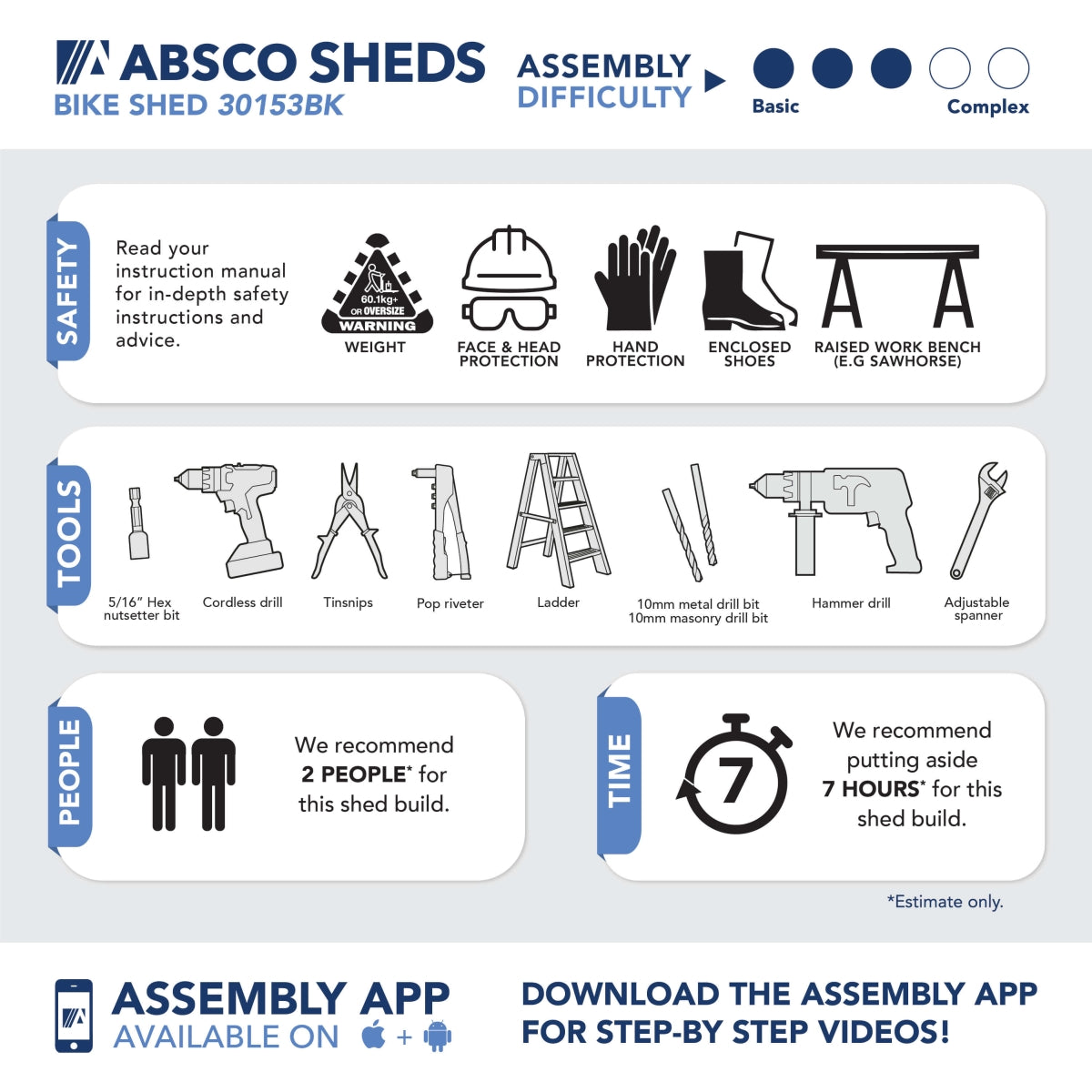 Absco | 10x5 ft Lean To Metal Bike Shed
