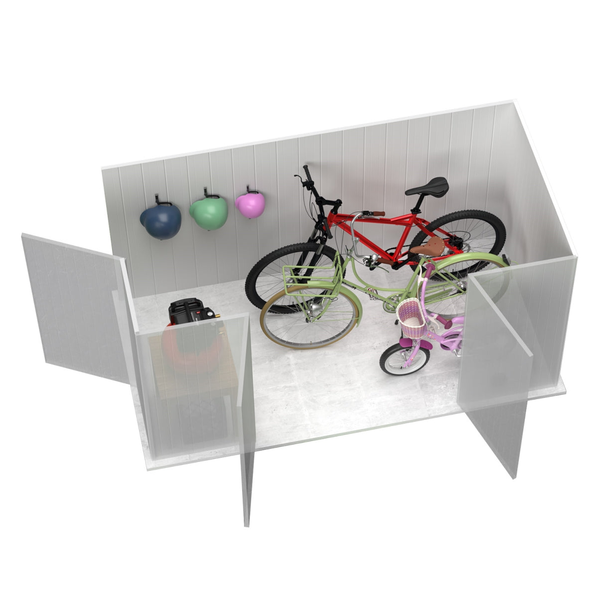 Absco | 10x5 ft Lean To Metal Bike Shed
