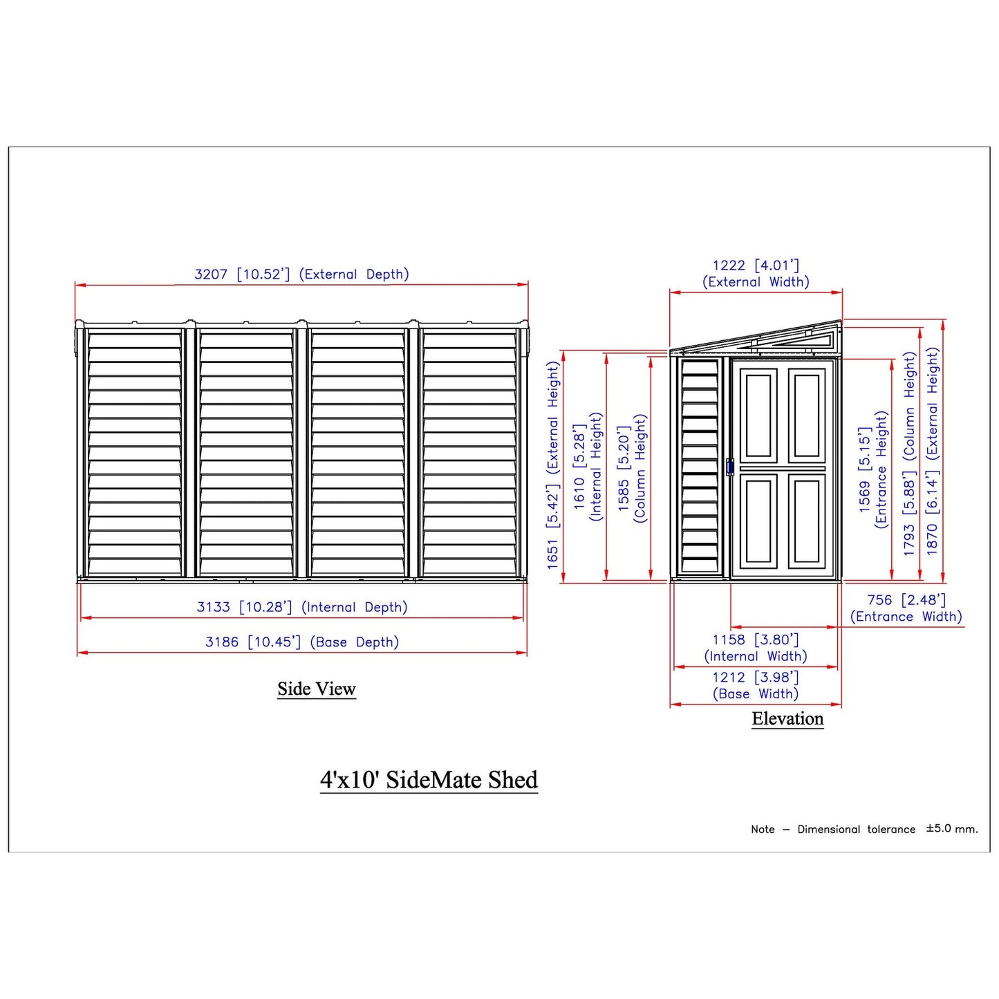 DuraMax | 4 ft Wide SideMate Vinyl Plastic Storage Shed with Foundation