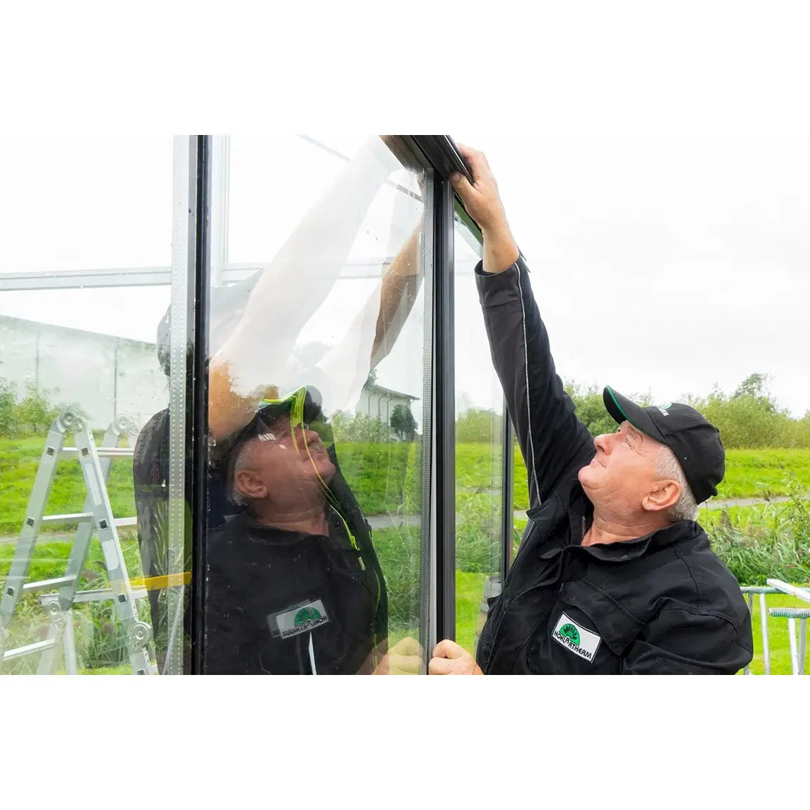 Hoklartherm | 11.5 ft wide 10.5 ft tall Livingten Double-Pane Insulated Glass Greenhouse Kit With 22mm ISO Safety Glass Glazing, three sizes