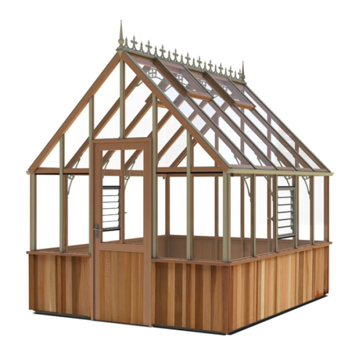 Alton | Cheltenham Victorian Half Board Cedar Greenhouse With 3mm Tempered Glass Glazing - 8 ft. 8 in. Wide