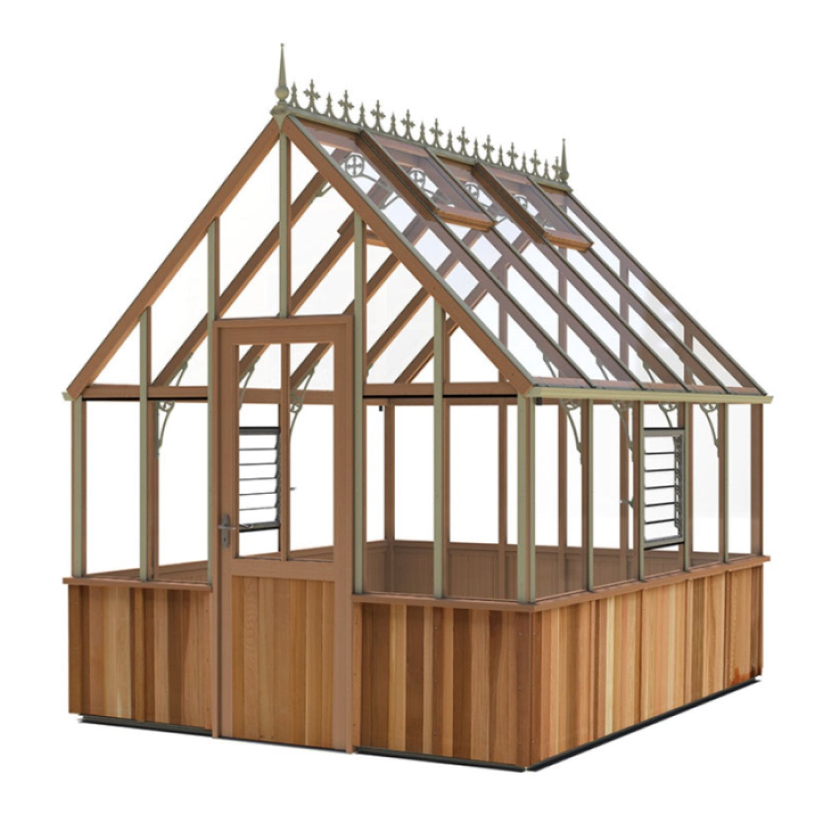 Alton | Cheltenham Victorian Half Board Cedar Greenhouse With 3mm Tempered Glass Glazing - 8 ft. 8 in. Wide