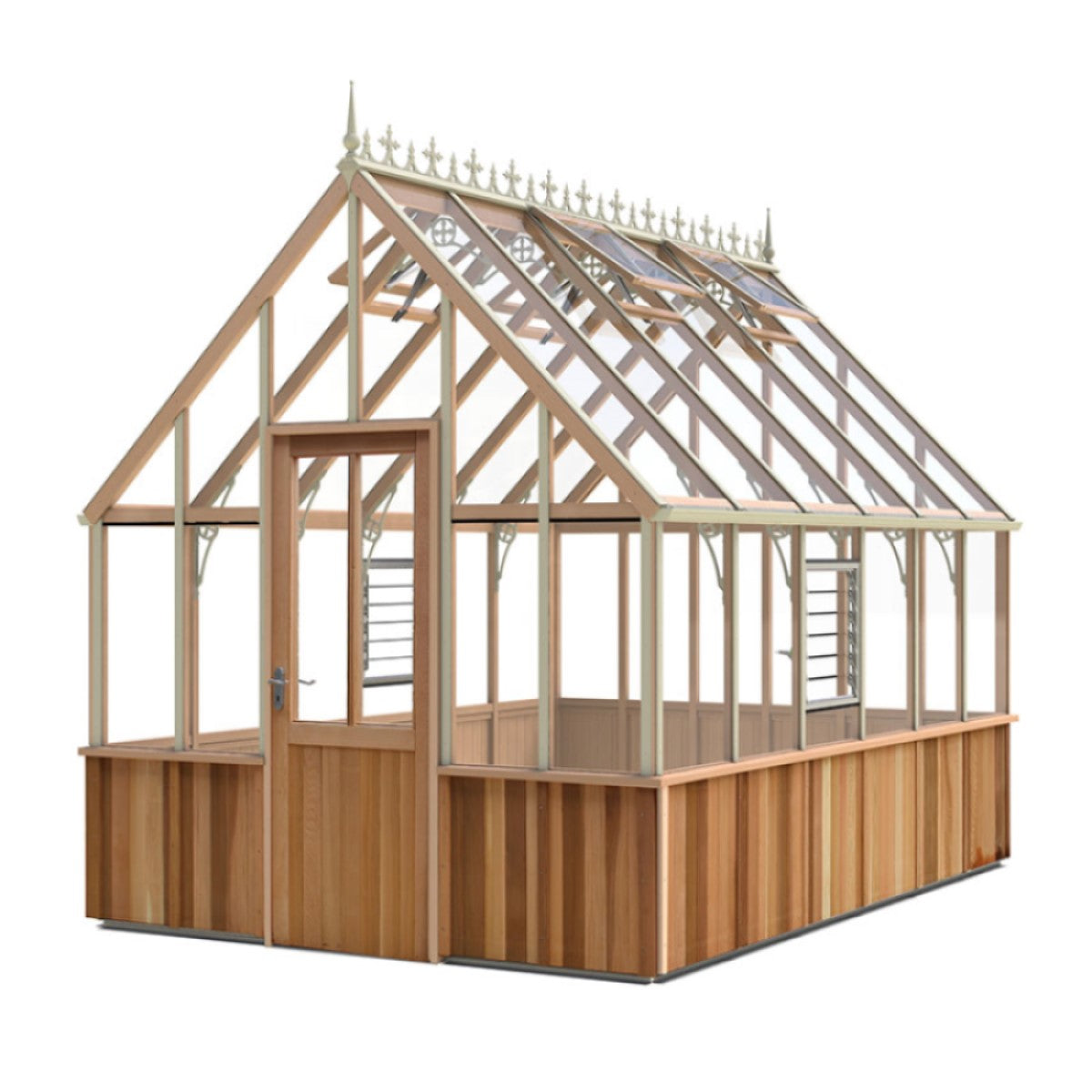 Alton | Cheltenham Victorian Half Board Cedar Greenhouse With 3mm Tempered Glass Glazing - 8 ft. 8 in. Wide