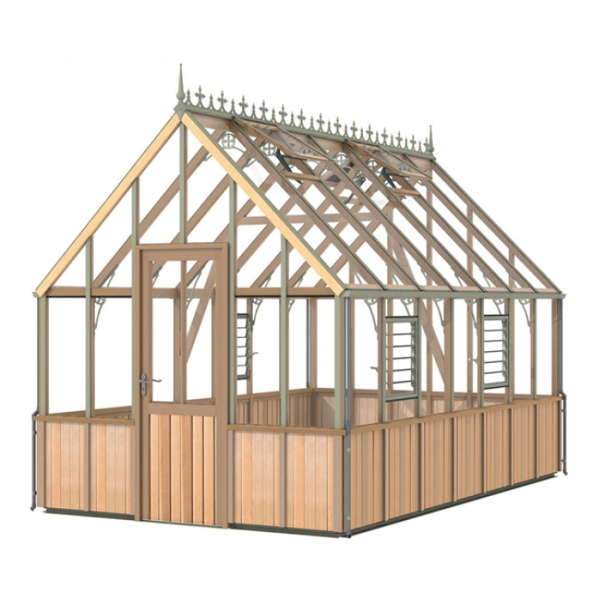 Alton | Cheltenham Victorian Half Board Cedar Greenhouse With 3mm Tempered Glass Glazing - 8 ft. 8 in. Wide