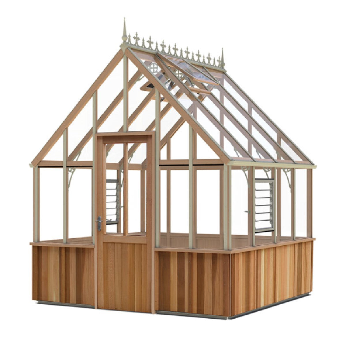 Alton | Cheltenham Victorian Half Board Cedar Greenhouse With 3mm Tempered Glass Glazing - 8 ft. 8 in. Wide