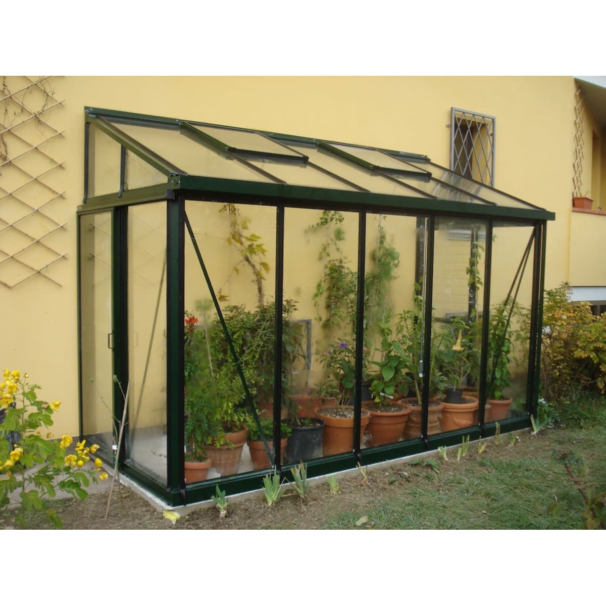 Janssens | Arcadia Lean-To Glass Greenhouse/Sunroom with 4mm Tempered Glass Glazing