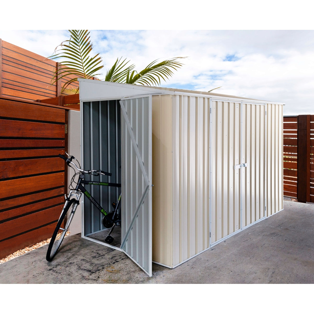 Absco | 10x5 ft Lean To Metal Bike Shed