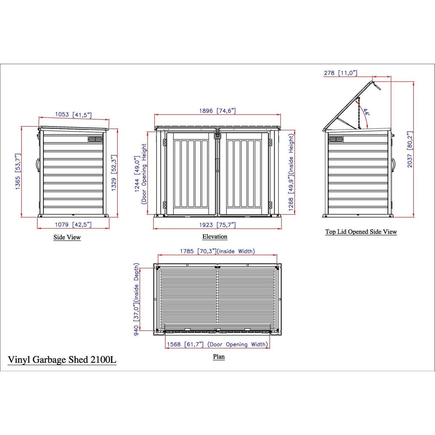 DuraMax | 6.3x3.5 ft Plastic MultiStore Outdoor Horizontal Storage Shed - 2100L