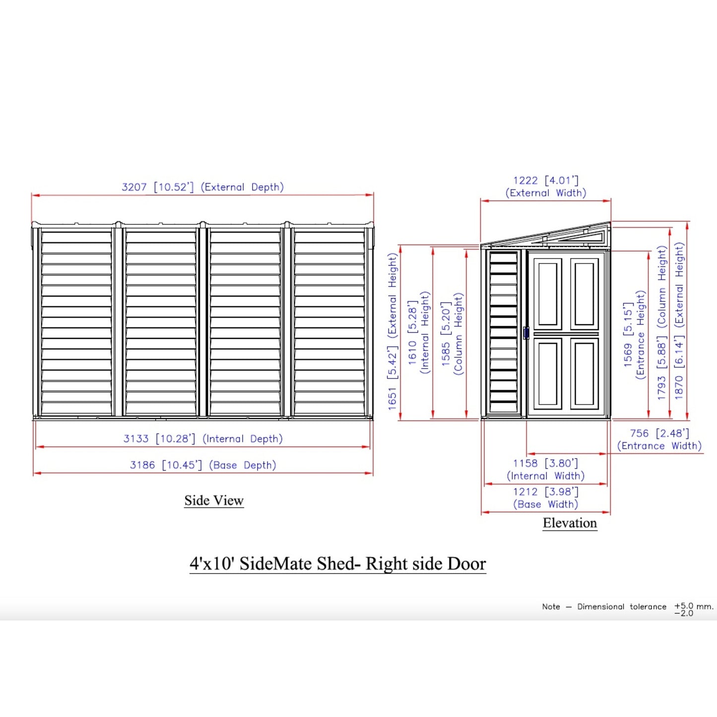 DuraMax | 4 ft Wide SideMate Vinyl Plastic Storage Shed with Foundation