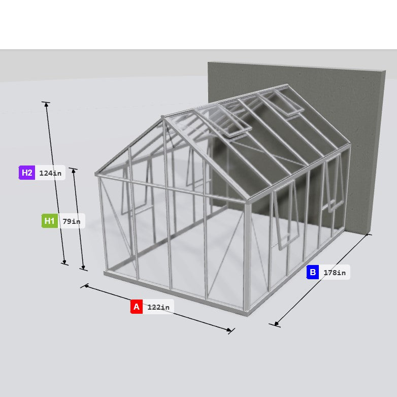 Janssens | 10x15 ft EOS Wall-Mounted Glass Greenhouse/Sunroom Kit With 4mm Tempered Glass