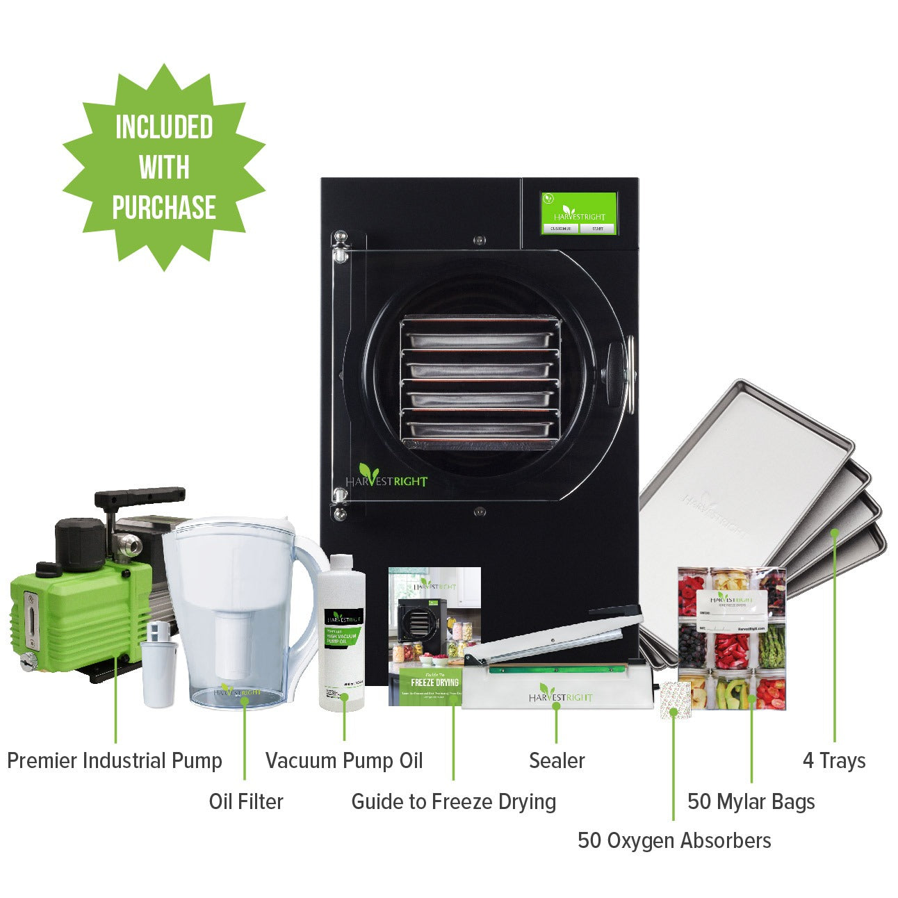 Harvest Right | Home Pro Freeze Dryer Small (4 Trays) with Vacuum Pump and Mylar Starter Kit