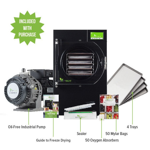 Harvest Right | Home Pro Freeze Dryer Small (4 Trays) with Vacuum Pump and Mylar Starter Kit