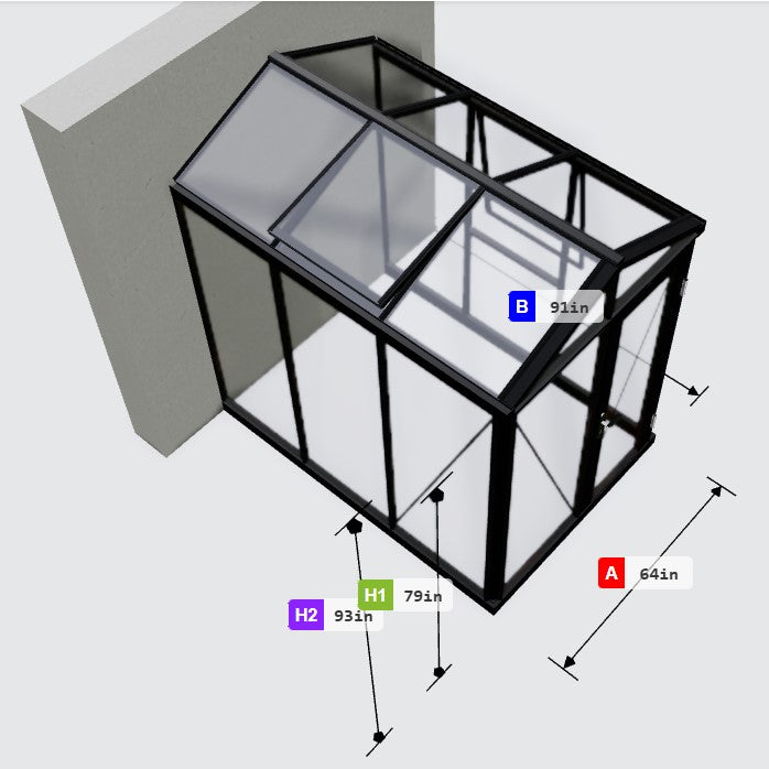 Janssens | 5x8 ft Helios Urban Glass Greenhouse/Portico Kit With 4mm Tempered Glass Glazing