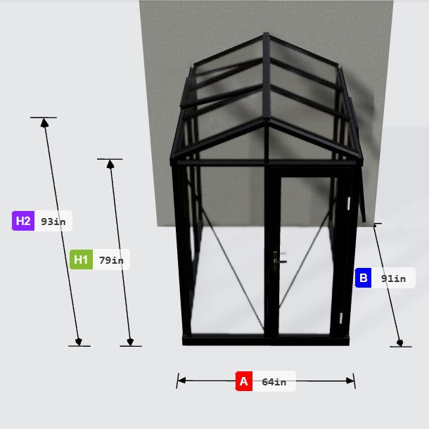 Janssens | 5x8 ft Helios Urban Glass Greenhouse/Portico Kit With 4mm Tempered Glass Glazing