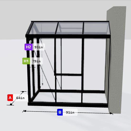 Janssens | 5x8 ft Helios Urban Glass Greenhouse/Portico Kit With 4mm Tempered Glass Glazing