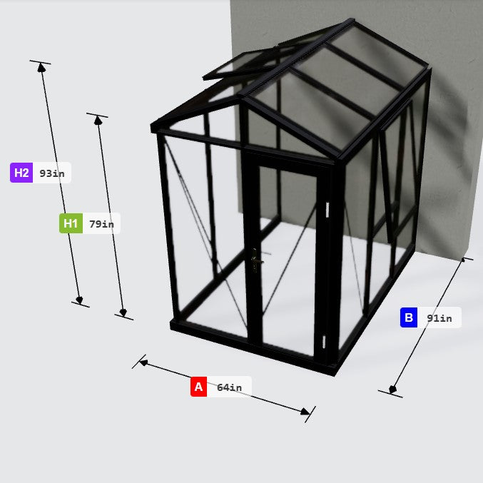 Janssens | 5x8 ft Helios Urban Glass Greenhouse/Portico Kit With 4mm Tempered Glass Glazing
