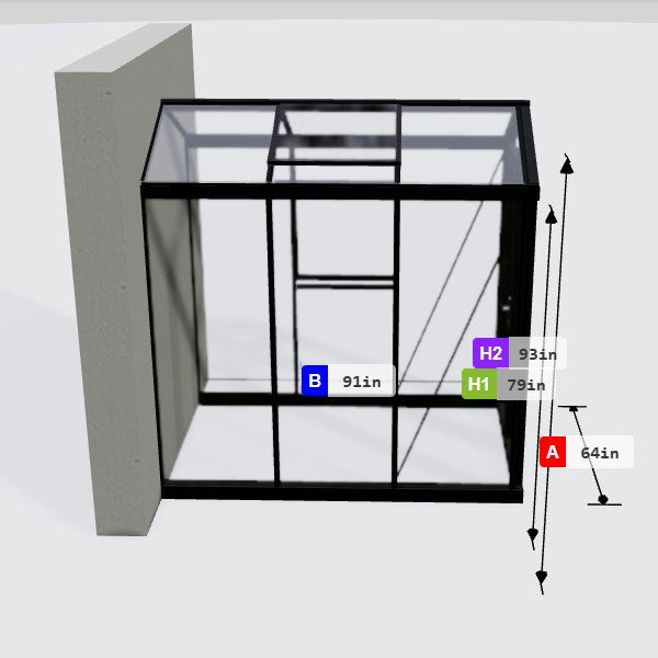 Janssens | 5x8 ft Helios Urban Glass Greenhouse/Portico Kit With 4mm Tempered Glass Glazing