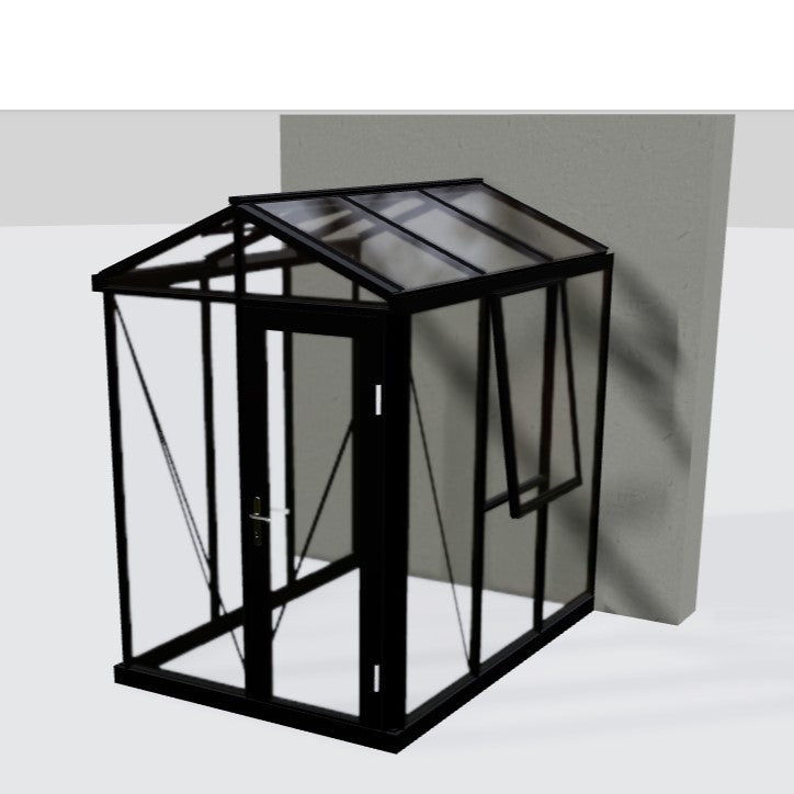 Janssens | 5x8 ft Helios Urban Glass Greenhouse/Portico Kit With 4mm Tempered Glass Glazing
