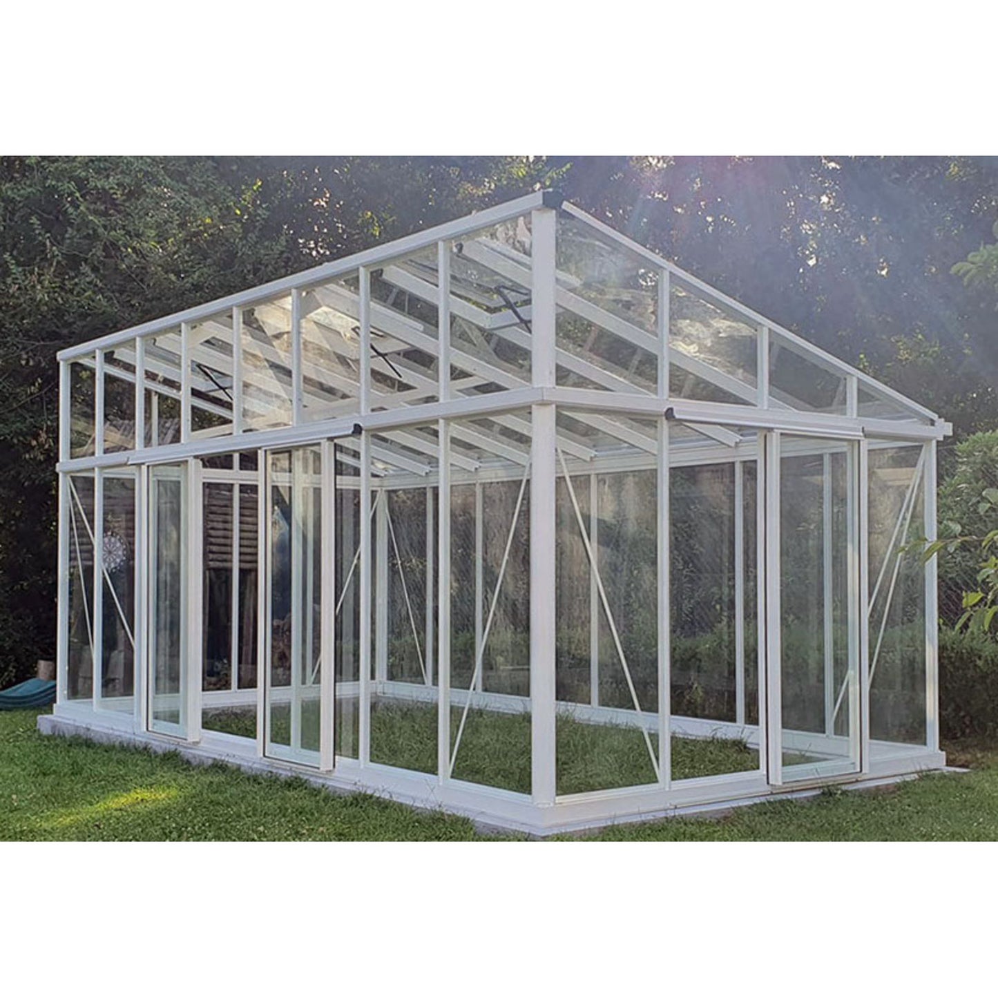 Janssens | Modern Pent Roof Glass Greenhouse Kit With 4mm Tempered Glass Glazing