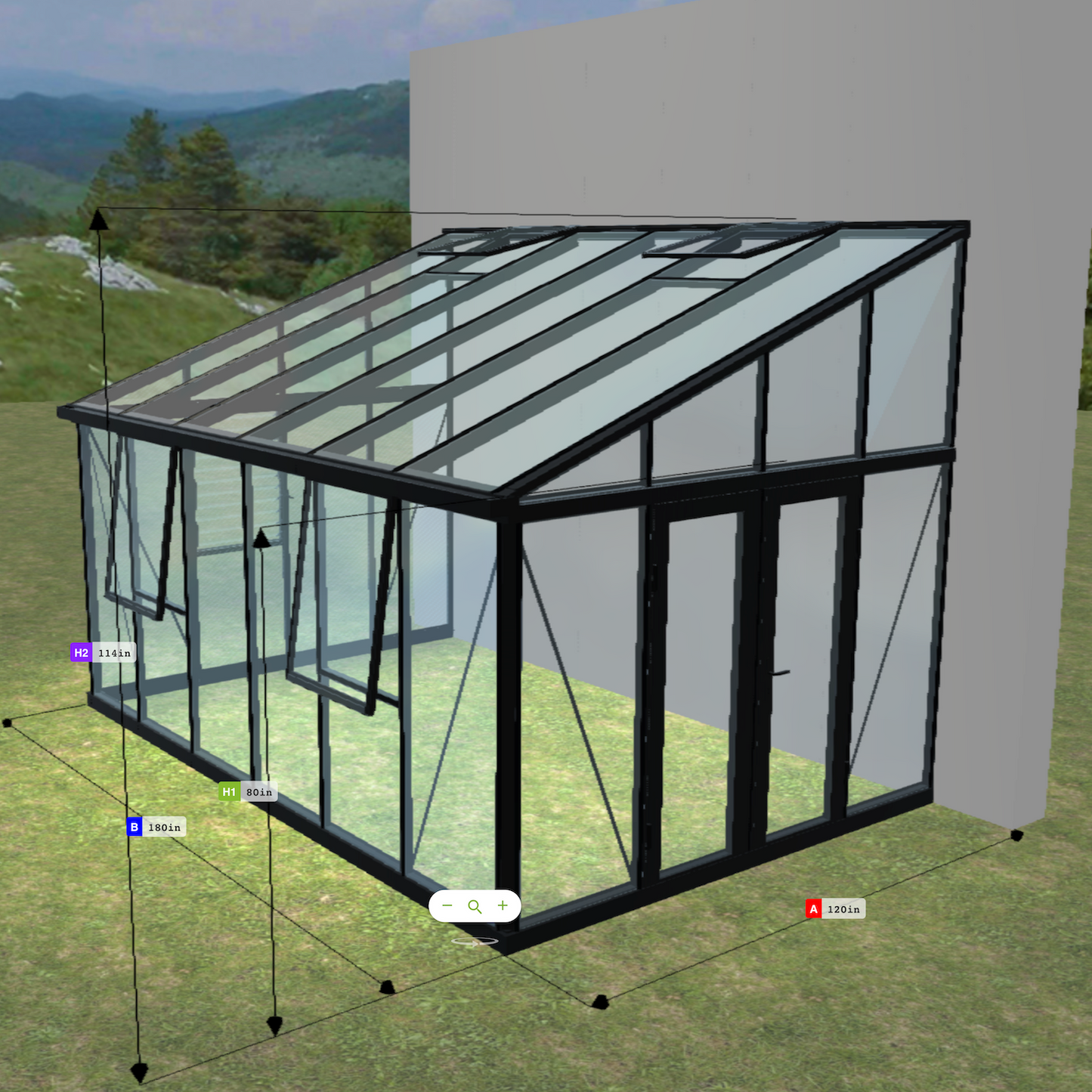 Janssens | Arcadia Lean-To Glass Greenhouse/Sunroom with 4mm Tempered Glass Glazing