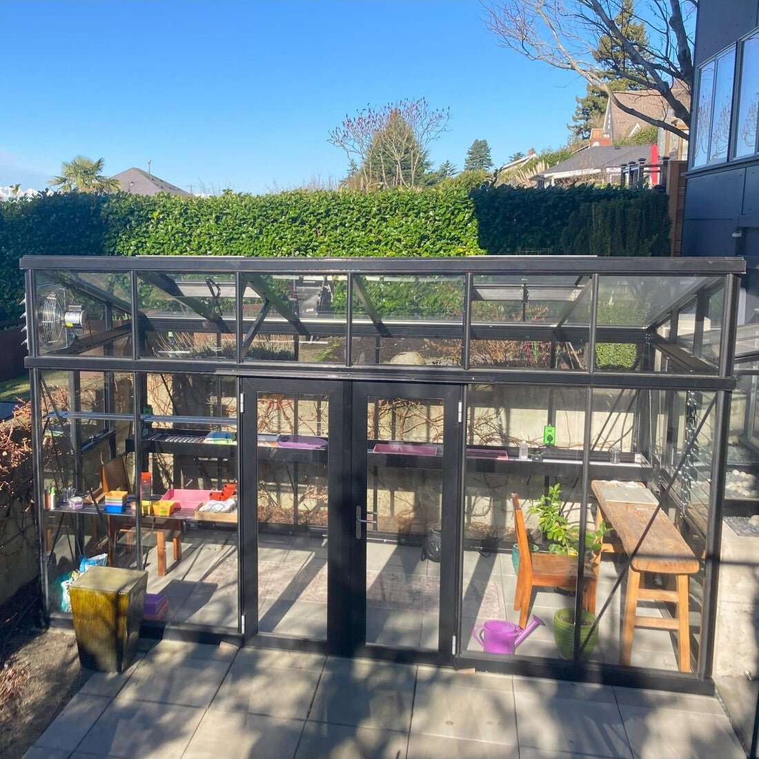 Janssens | Modern Pent Roof Glass Greenhouse Kit With 4mm Tempered Glass Glazing