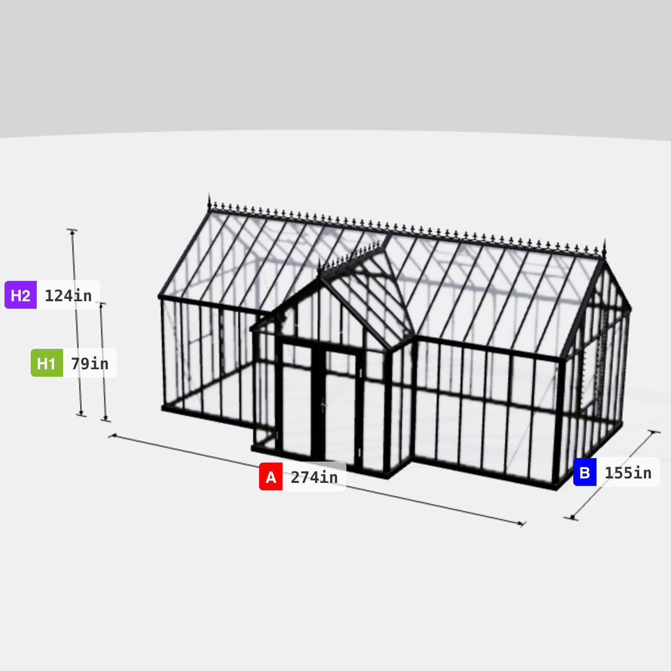 Janssens | EOS Royal T Victorian Glass Greenhouse Kit With 4mm Narrow Tempered Glass Glazing