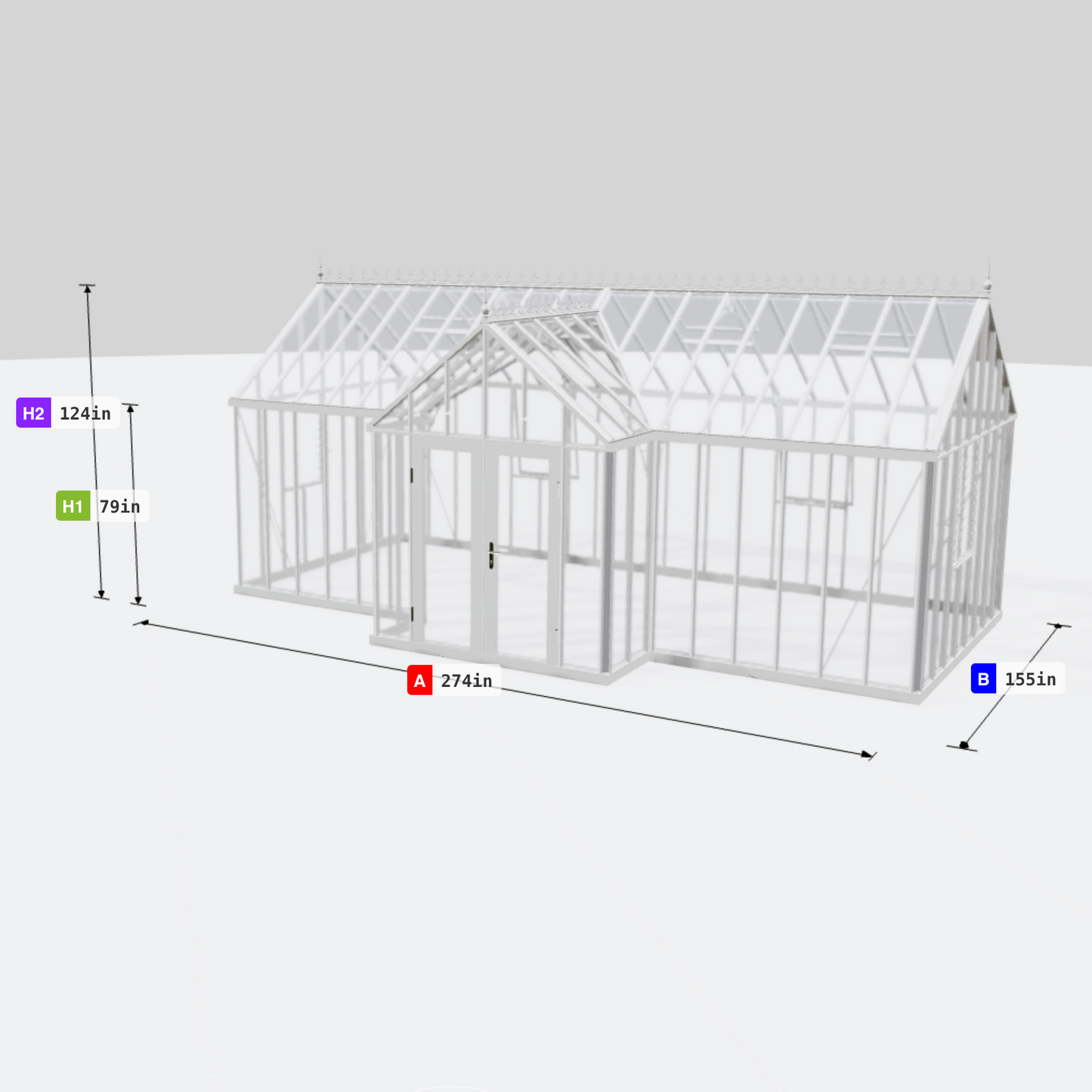Janssens | EOS Royal T Victorian Glass Greenhouse Kit With 4mm Narrow Tempered Glass Glazing