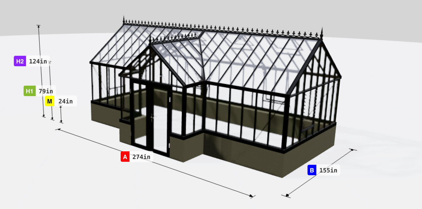 Janssens | EOS Royal T Victorian Glass Greenhouse Kit With 4mm Narrow Tempered Glass Glazing