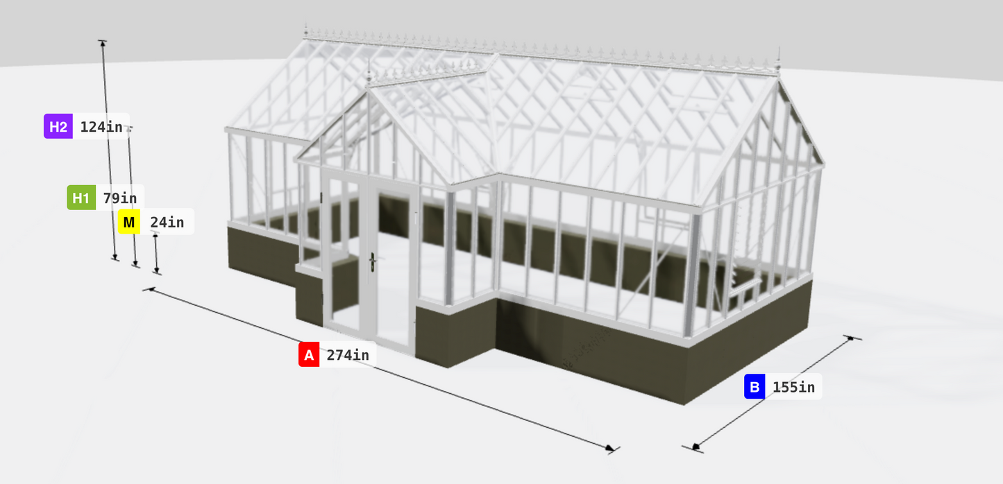 Janssens | EOS Royal T Victorian Glass Greenhouse Kit With 4mm Narrow Tempered Glass Glazing