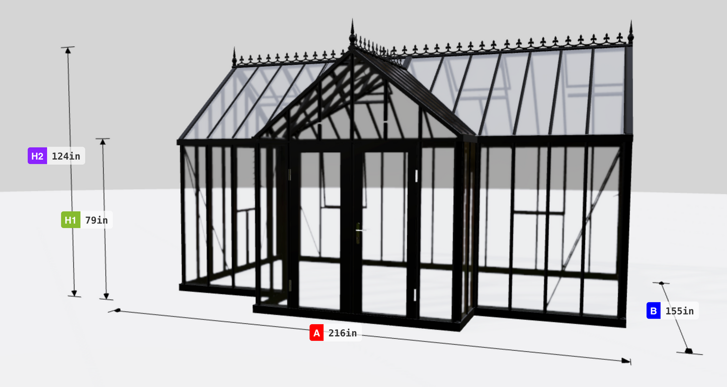 Janssens | EOS Royal T Victorian Glass Greenhouse Kit With 4mm Narrow Tempered Glass Glazing