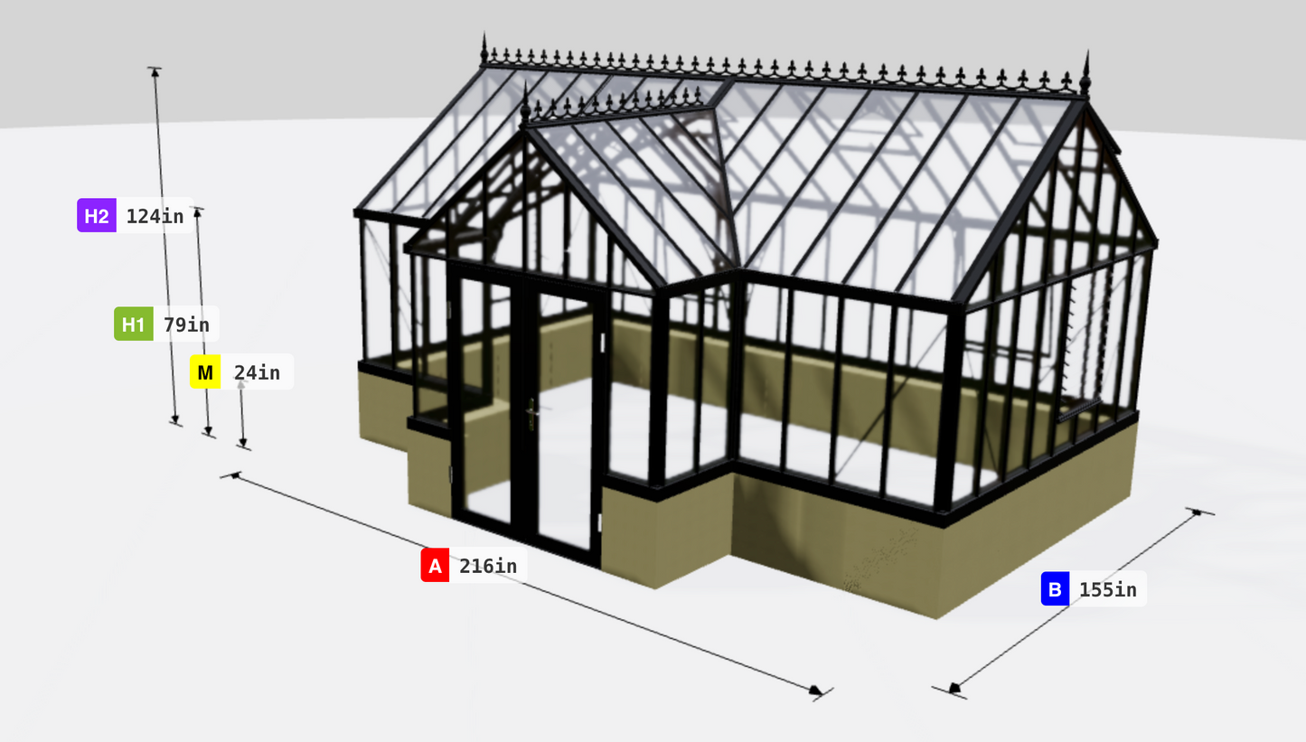 Janssens | EOS Royal T Victorian Glass Greenhouse Kit With 4mm Narrow Tempered Glass Glazing