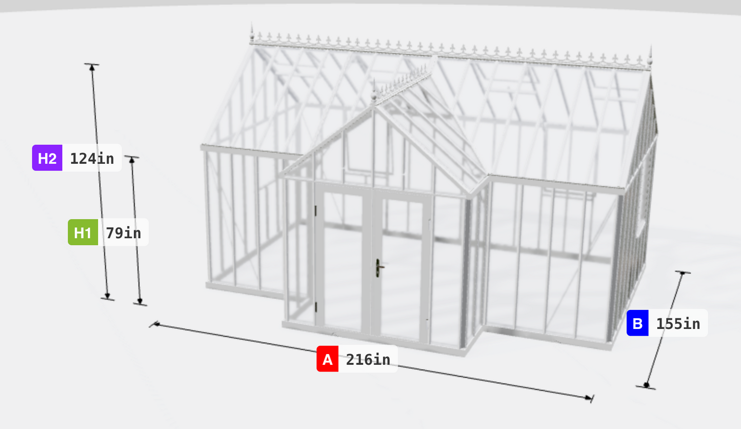 Janssens | EOS Royal T Victorian Glass Greenhouse Kit With 4mm Narrow Tempered Glass Glazing