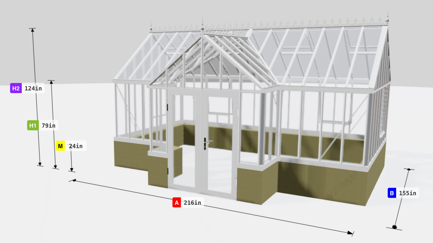 Janssens | EOS Royal T Victorian Glass Greenhouse Kit With 4mm Narrow Tempered Glass Glazing