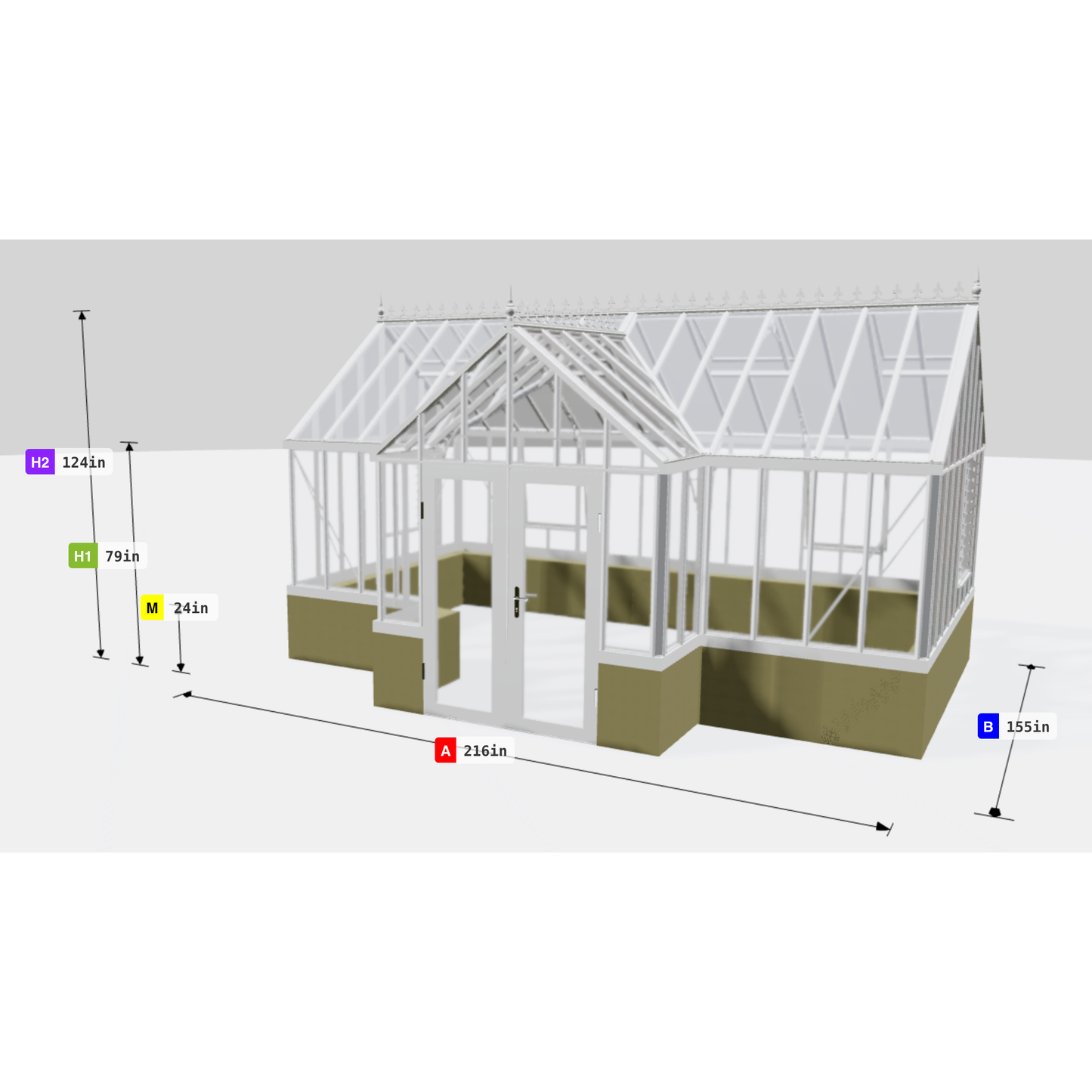 Janssens | EOS Royal T Victorian Glass Greenhouse Kit With 4mm Narrow Tempered Glass Glazing