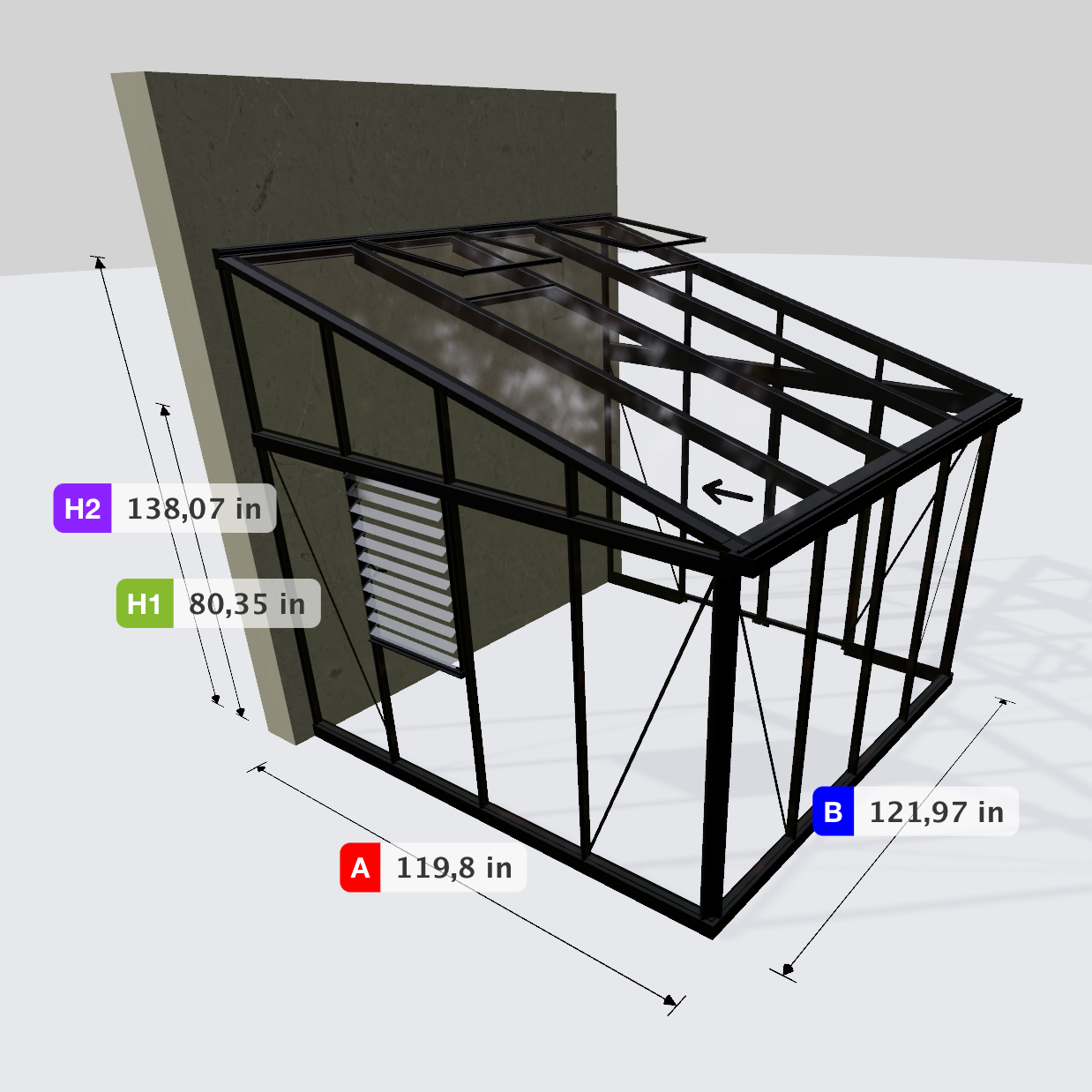 Janssens | Arcadia Lean-To Glass Greenhouse/Sunroom with 4mm Tempered Glass Glazing