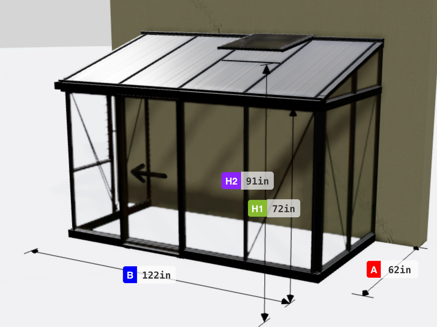 Janssens | Arcadia Lean-To Glass Greenhouse/Sunroom with 4mm Tempered Glass Glazing