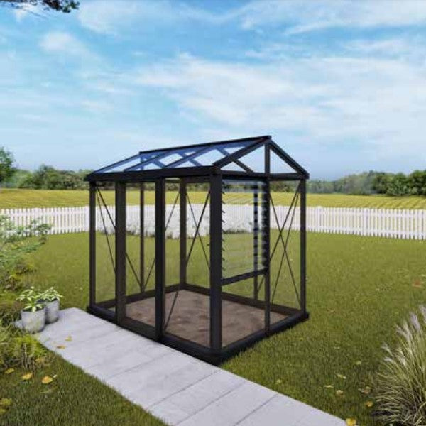 Janssens | 5x8 ft Helios Urban Victorian Glass Greenhouse Kit With 4mm Tempered Glass Glazing