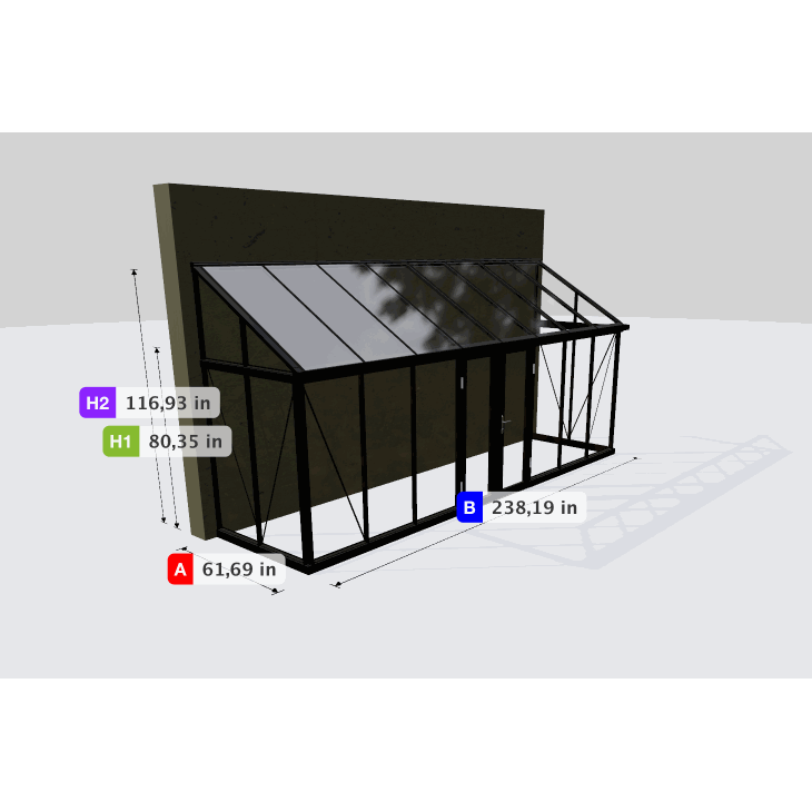 Janssens | Arcadia Lean-To Glass Greenhouse/Sunroom with 4mm Tempered Glass Glazing (Custom RIX641) - MyGreenhouseStore.com