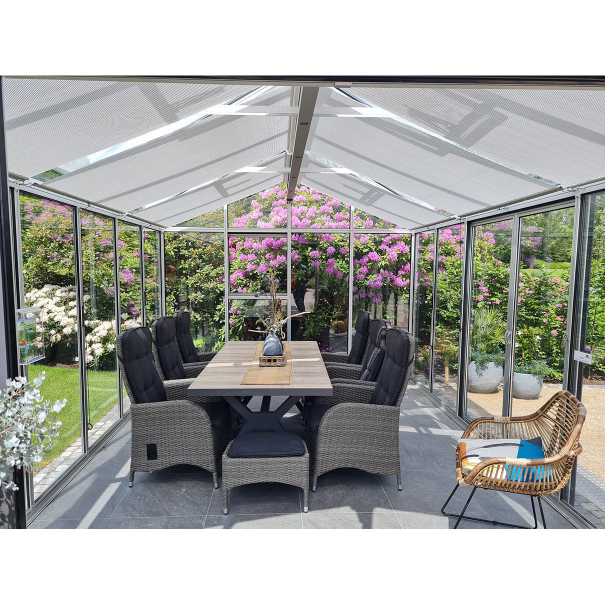 Hoklartherm | 11.5 ft wide 10.5 ft tall Livingten Double-Pane Insulated Glass Greenhouse Kit With 22mm ISO Safety Glass Glazing, three sizes