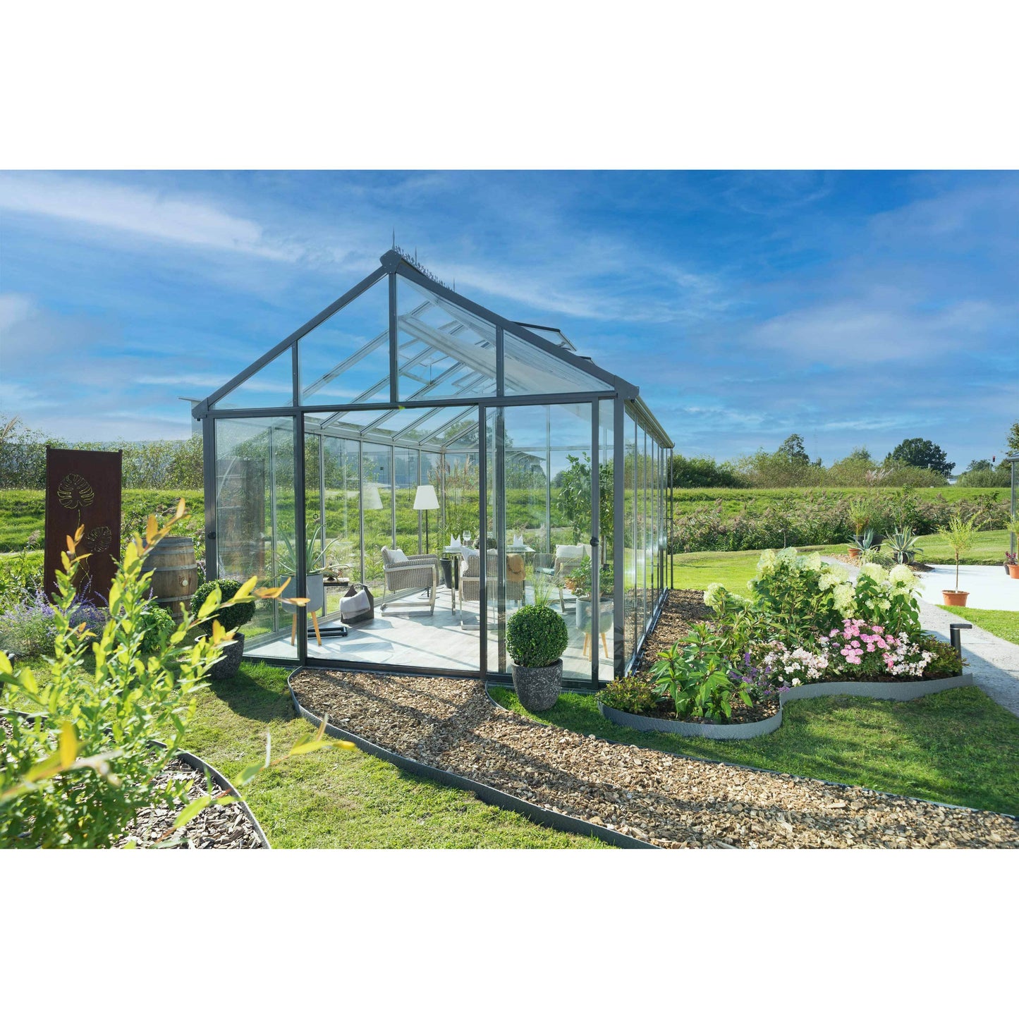Hoklartherm | 11.5 ft wide 10.5 ft tall Livingten Double-Pane Insulated Glass Greenhouse Kit With 22mm ISO Safety Glass Glazing, three sizes