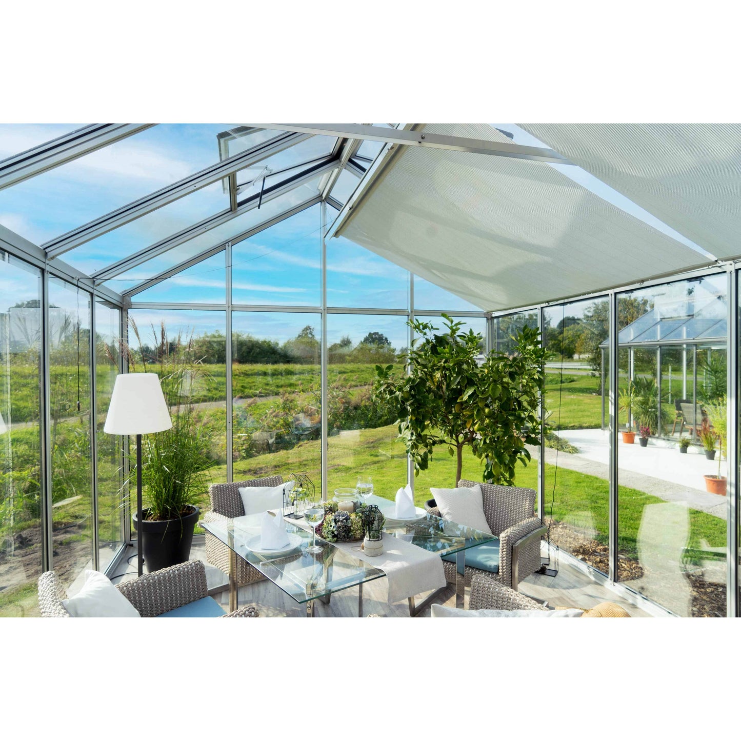 Hoklartherm | 11.5 ft wide 10.5 ft tall Livingten Double-Pane Insulated Glass Greenhouse Kit With 22mm ISO Safety Glass Glazing, three sizes