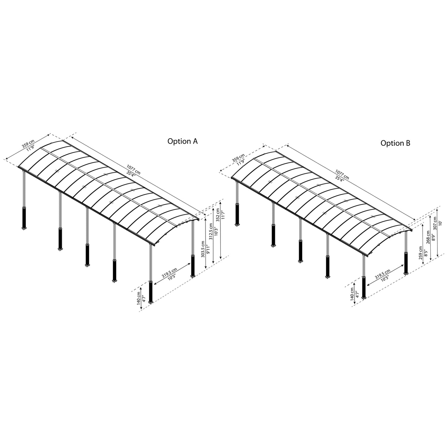 Palram - Canopia | Arcadia Alpine RV Carport 12x35x11.5 ft