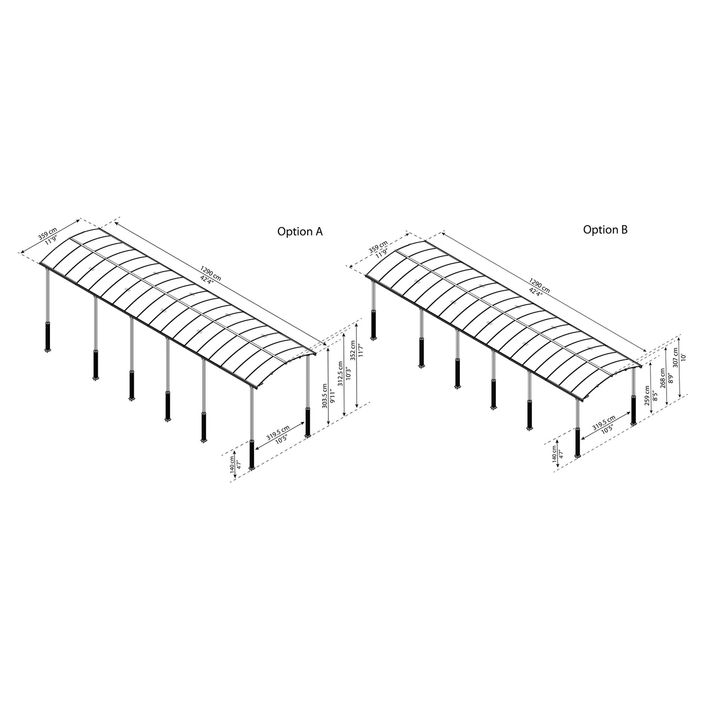 Palram - Canopia | Arcadia Alpine RV Carport 12x42x11.5 ft