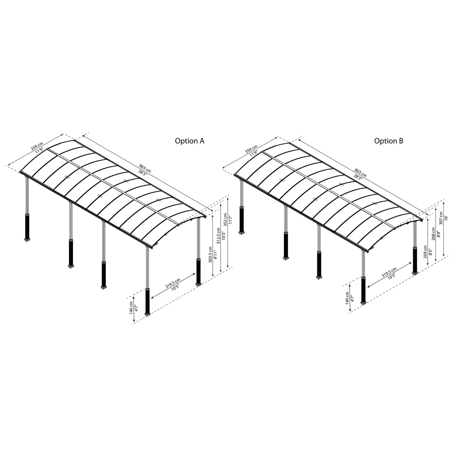 Palram - Canopia | Arcadia Alpine RV Carport 12x28x11.5 ft