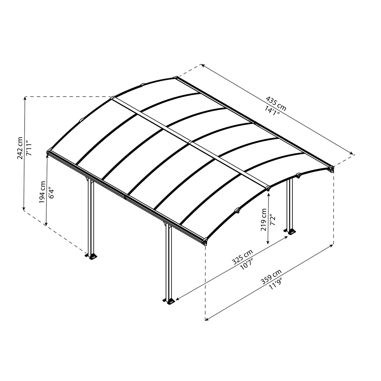 Palram - Canopia | Arcadia 5000 Carport 12x14x8 ft