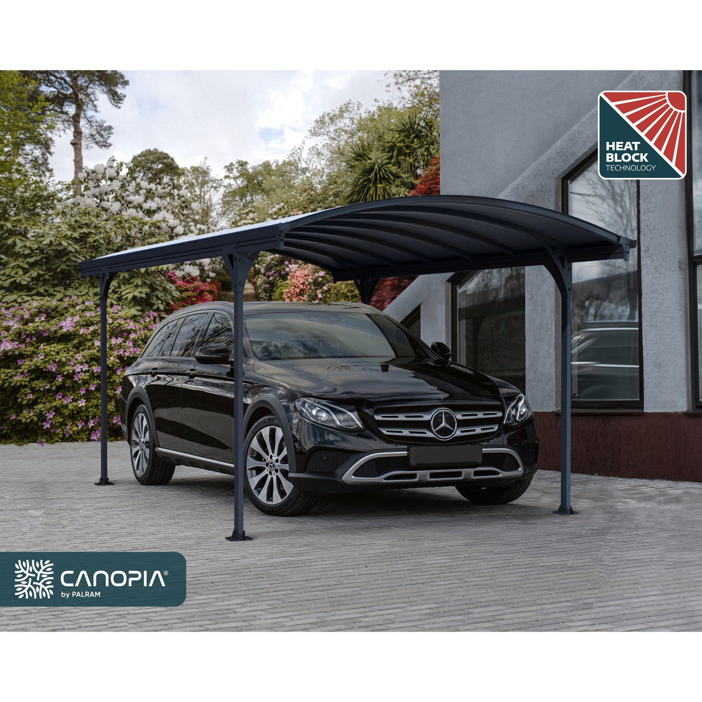 Palram - Canopia | 10x16 ft Vitoria 5000 Polycarbonate Carport  - Gray/Gray