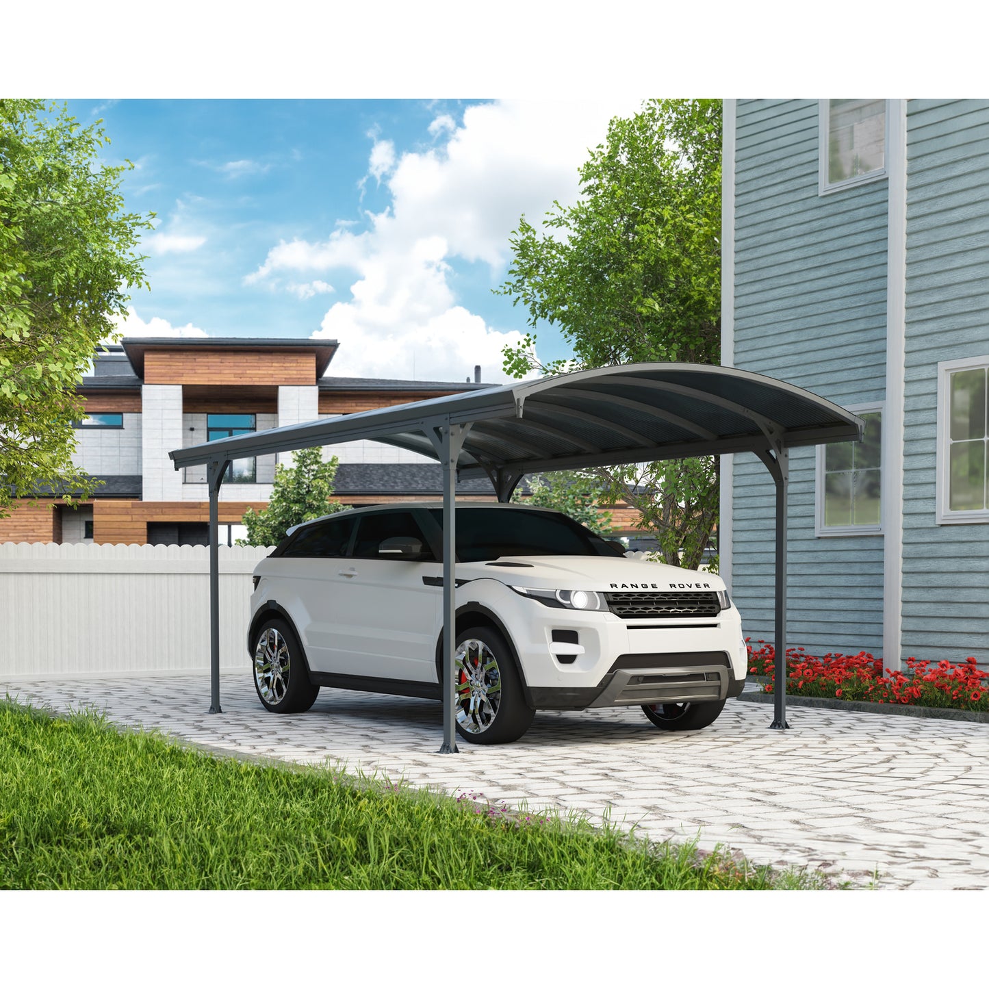 Palram - Canopia | 10x16 ft Vitoria 5000 Polycarbonate Carport  - Gray/Gray