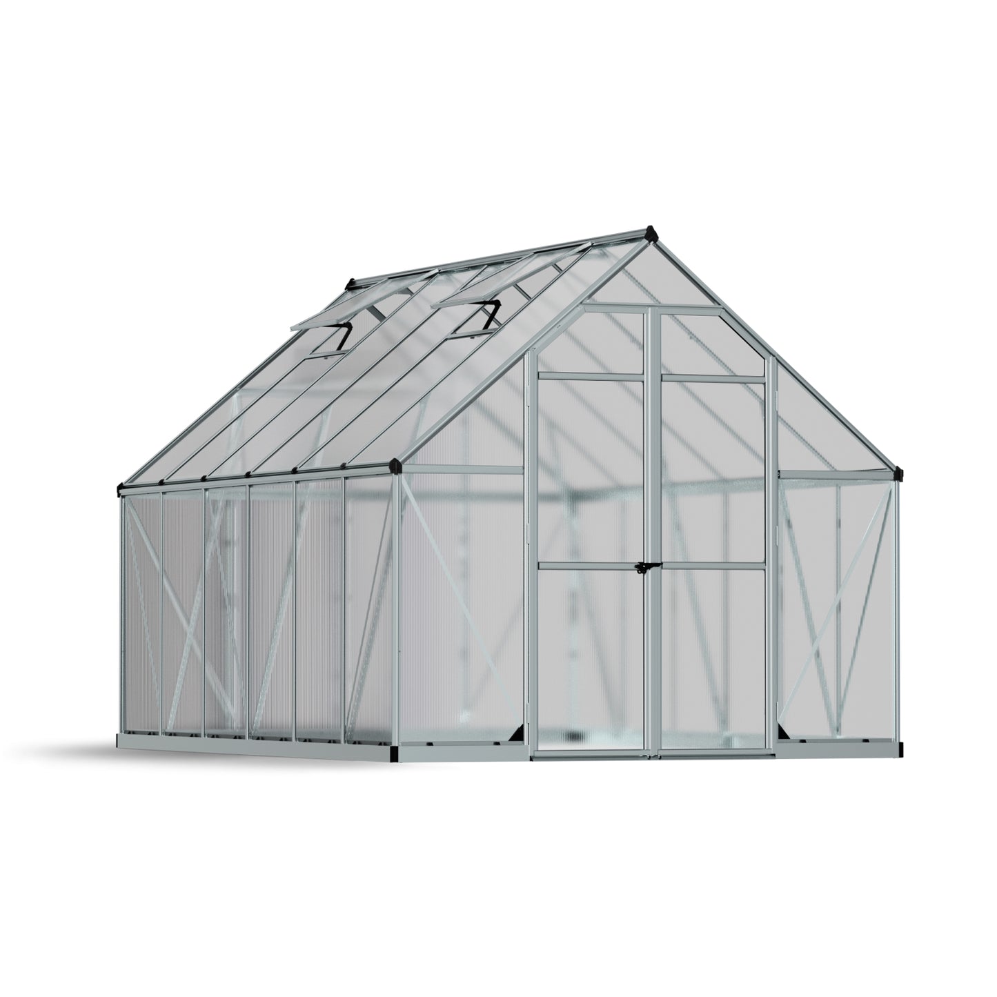 Palram - Canopia | Essence Greenhouse Kit - Silver With 4mm Twin-wall Polycarbonate Glazing