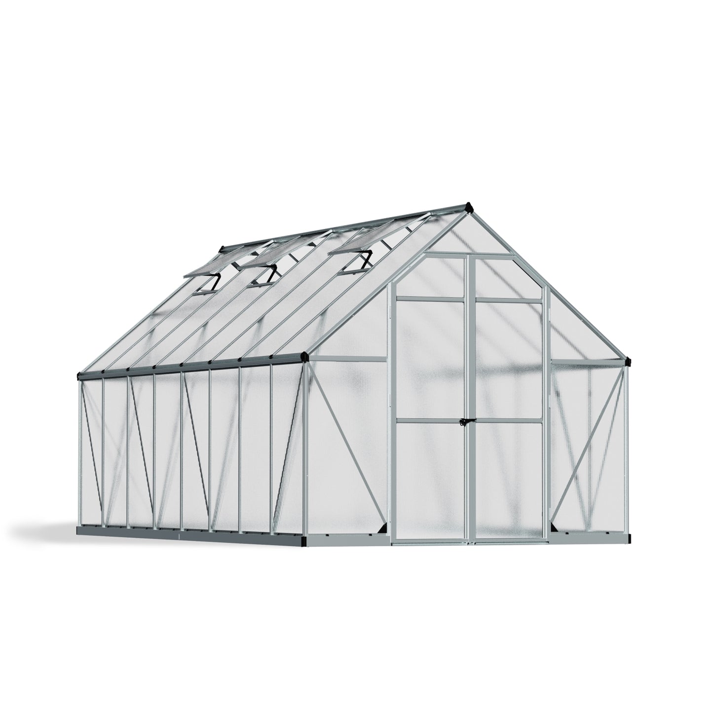 Palram - Canopia | Essence Greenhouse Kit - Silver With 4mm Twin-wall Polycarbonate Glazing