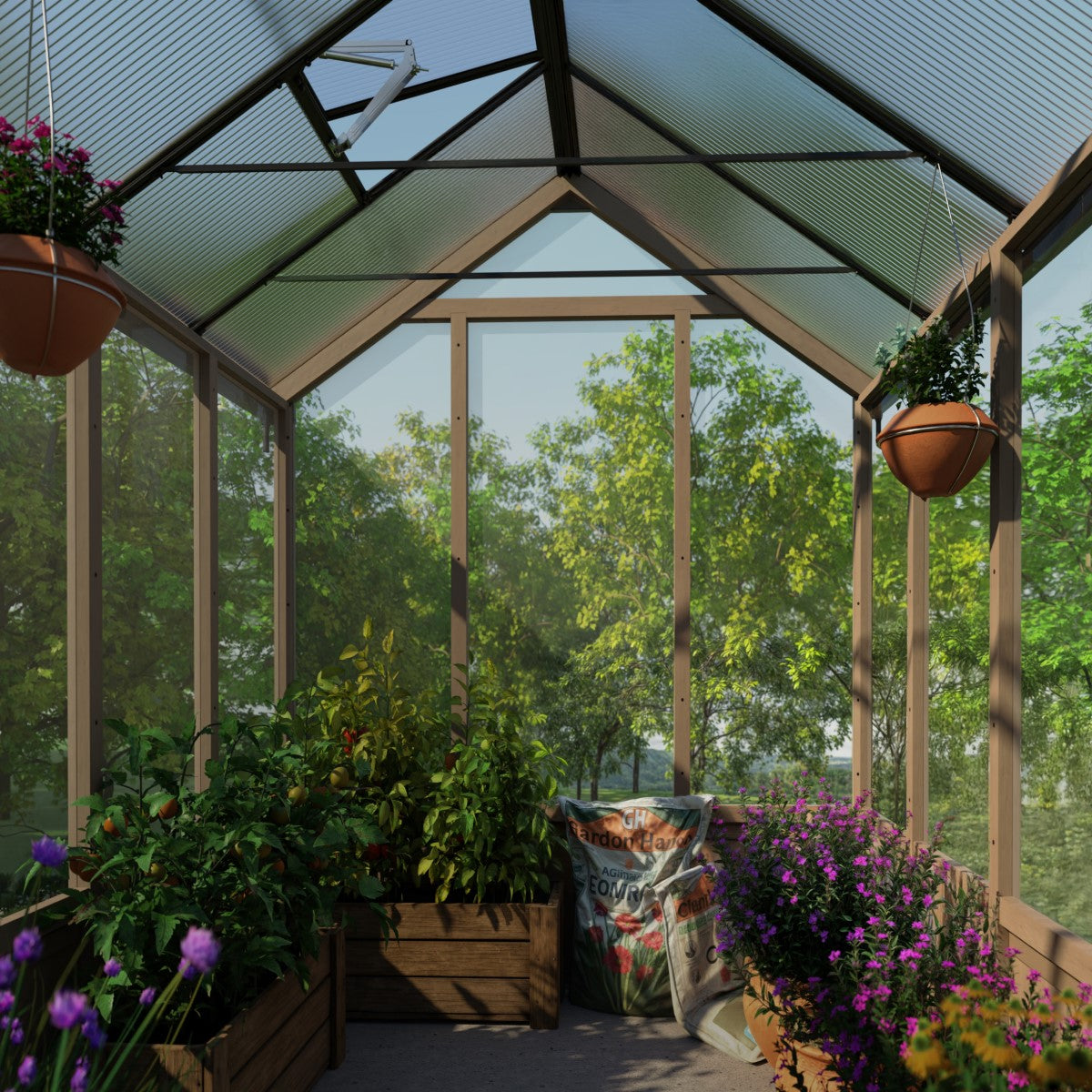 Palram - Canopia | Natura 8 ft Series - Cedar Wood Greenhouse Kit